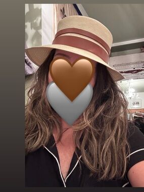 Janessa Leone Riviera Natural Straw Hat with brown leather detail SMALL